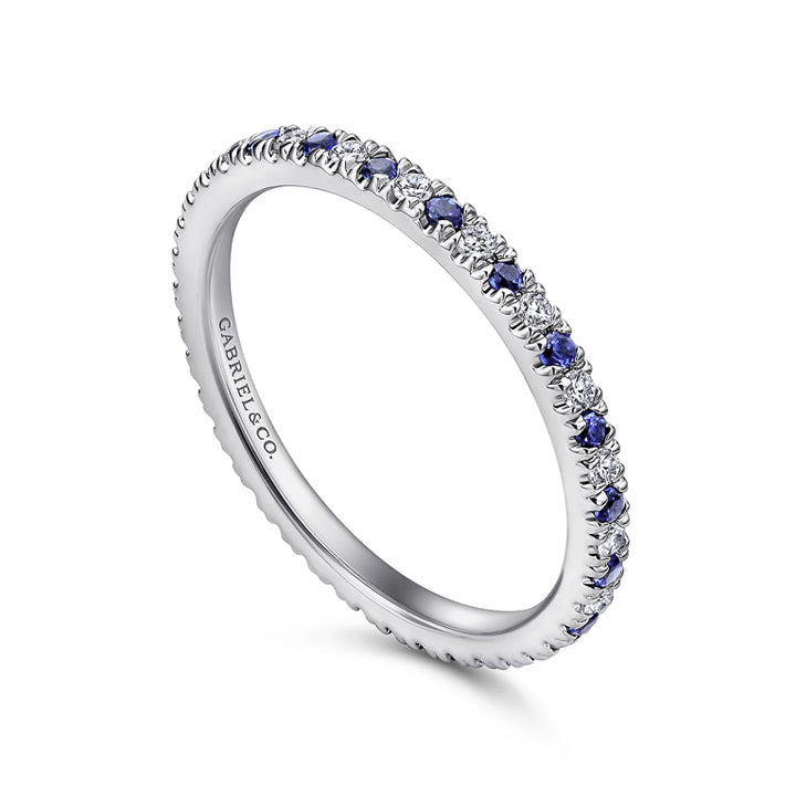 Gabriel & Co 14k White Gold Round Eternity Sapphire Anniversary Band - AN11357-6W44SA