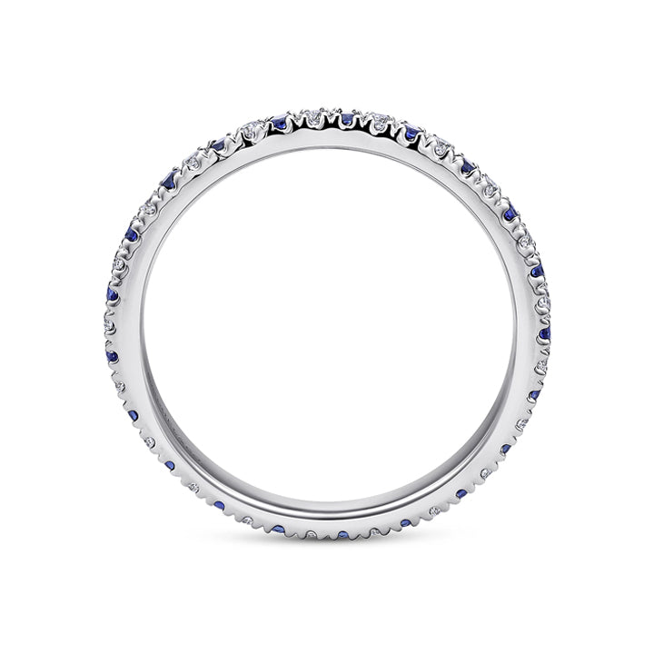 Gabriel & Co 14k White Gold Round Eternity Sapphire Anniversary Band - AN11357-6W44SA