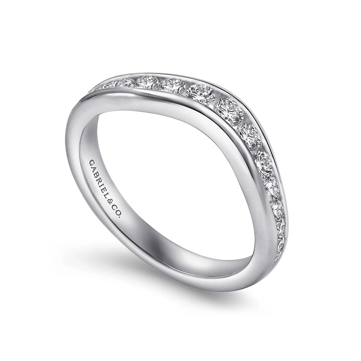 Gabriel & Co 14k White Gold Round Curved Anniversary Band - AN10956W44JJ