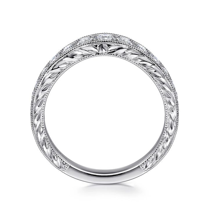 Gabriel & Co 14k White Gold Round Curved Anniversary Band - AN10961W44JJ