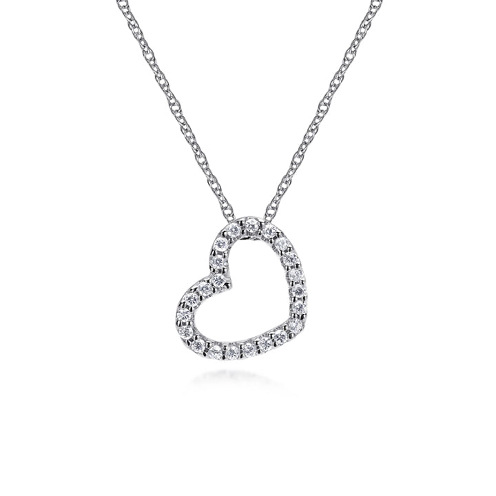 Gabriel & Co. 14K White Gold Pave Diamond Open Heart Necklace - NK2239W45JJ