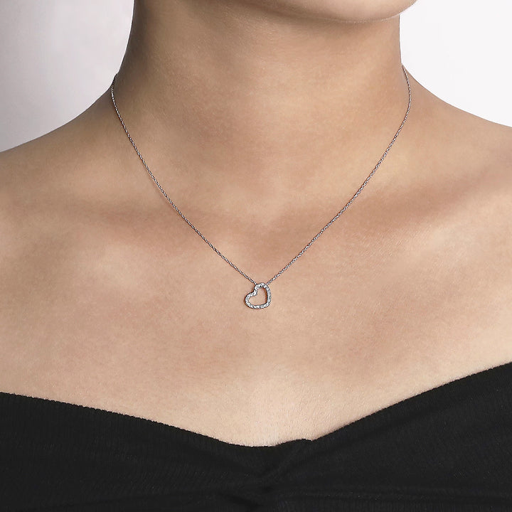 Gabriel & Co. 14K White Gold Pave Diamond Open Heart Necklace - NK2239W45JJ