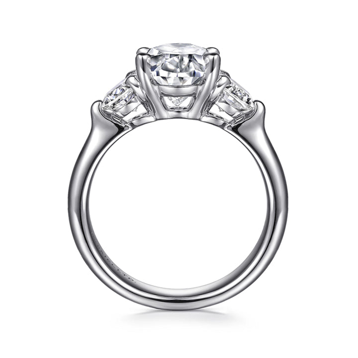 Gabriel & Co 18k White Gold Laynie Oval Three-Stone Diamond Engagement Ring - ER15819O12W84JJ