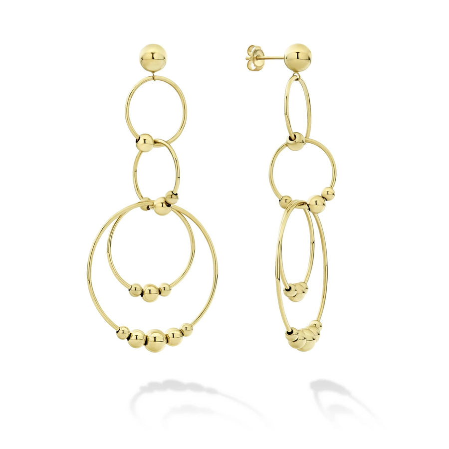 Long 18K gold drop earrings with a Caviar beaded ball. Finished with 18K gold post backing.18K Gold18K Gold PostDimensions 69mm x 32mmWidth 3mmStyle #: 01-11044-00