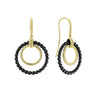 Circle drop earrings with 18k gold and black ceramic.18K GoldFrench WireDimensions 10mm x 24mmStyle #: 01-11039-CB
