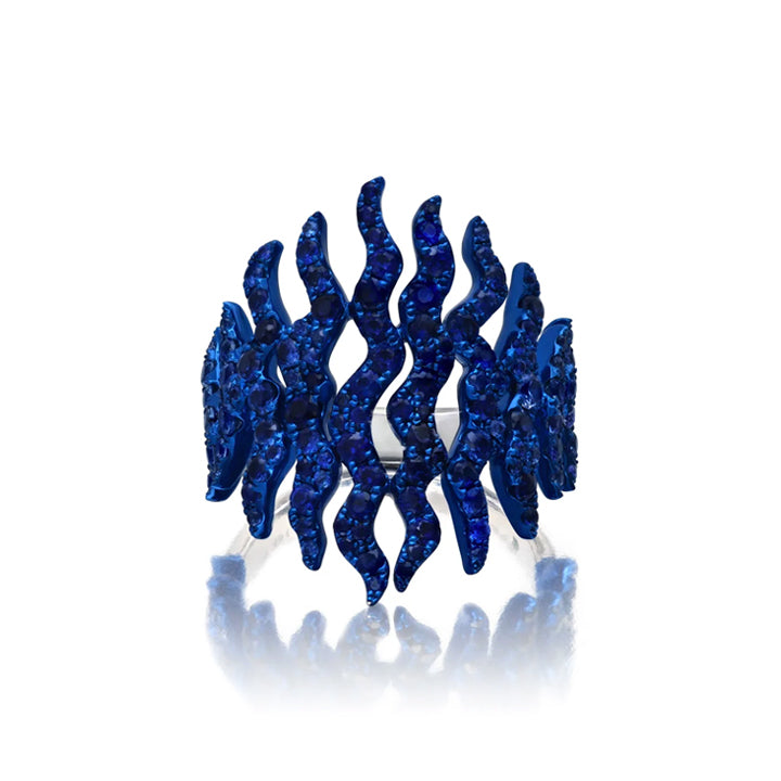 Graziela 18K Gold Blue Rhodium Blue Sapphire Rio Ring