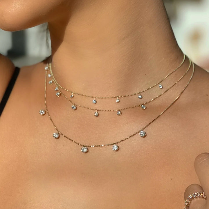 Graziela 18k Yellow Gold 2.65ctw Large Floating Diamond Neckace