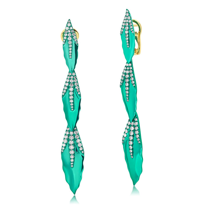 Graziela 18K Gold Green Rhodium Árvore Detachable Diamond Drop Earrings - AME-1153840