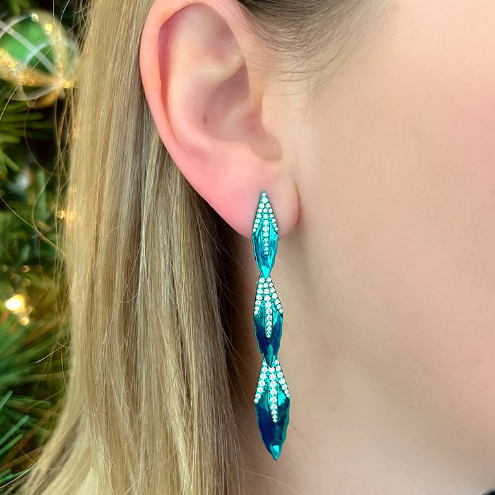 Graziela 18K Gold Green Rhodium Árvore Detachable Diamond Drop Earrings - AME-1153840