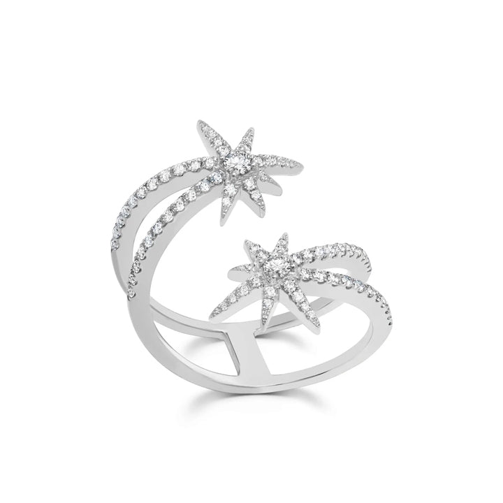 Graziela 18K White Gold Diamond Shooting Starburst Ring