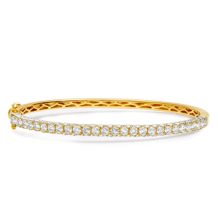 Graziela 18K Yellow Gold Diamond 3 Sided Bangle Bracelet