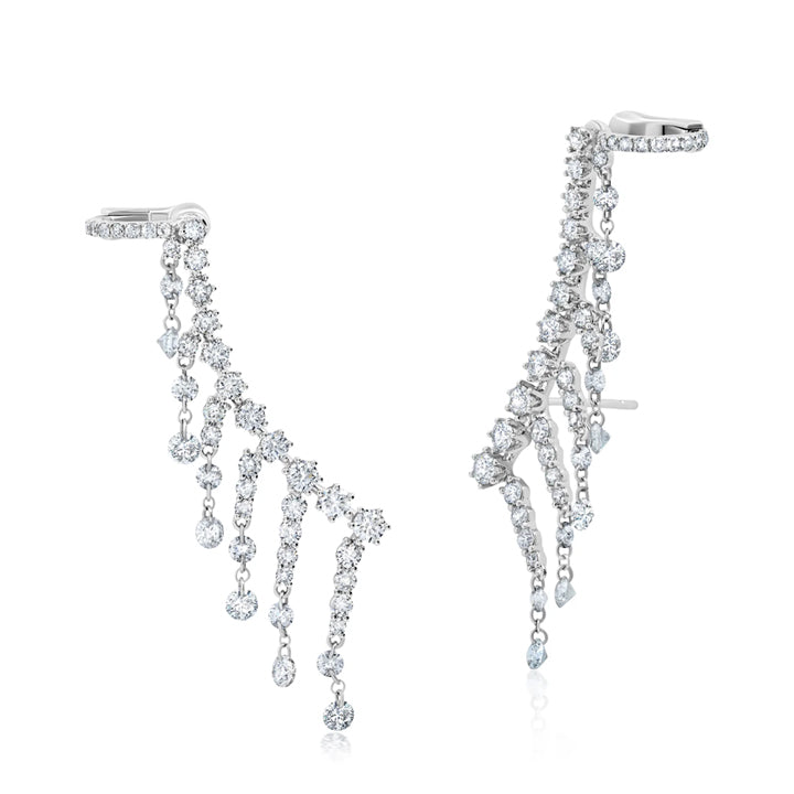 Graziela 18K Gold Floating Diamond Fringe Ear Climbers