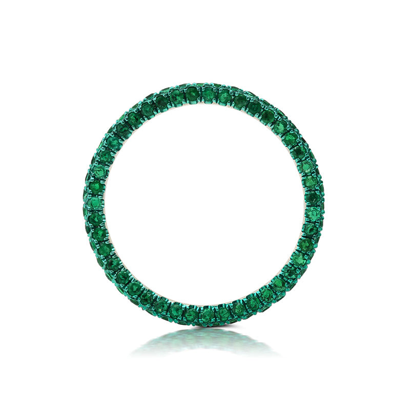 Graziela 14k White Gold/ Green Rhodium 0.90ctw Emerald Eternity Band- WBR-1211000