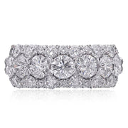 Christopher Designs band with 2.43cttw. Crisscut round diamonds surrounded by 1.09cttw round cut diamonds set in 18K white gold.