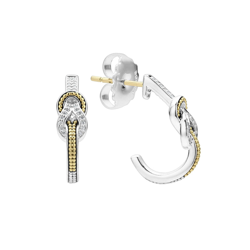 Lagos Newport Two Tone Knot Diamond Half Hoop Earrings- 01-81937-DD