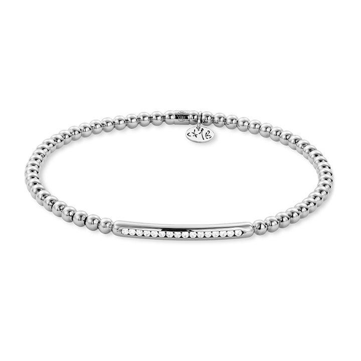 Hulchi Belluni 18K White Gold Diamond Bar Stretch Bracelet - 22398M13-WW