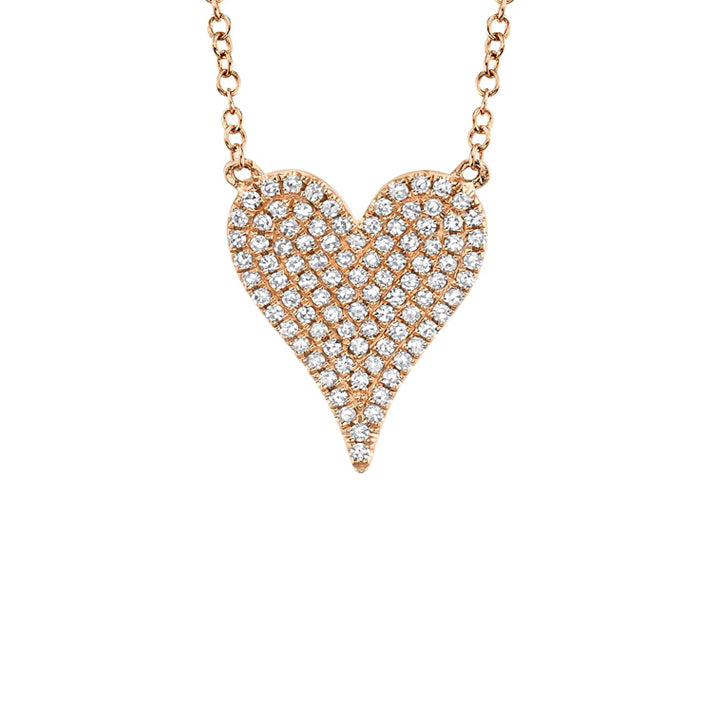14k Rose Gold 0.21ctw Diamond Pave Heart Necklace- SC55002006