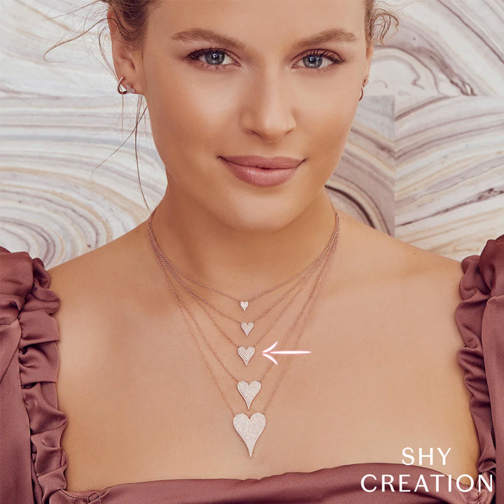 14k Rose Gold 0.21ctw Diamond Pave Heart Necklace- SC55002006