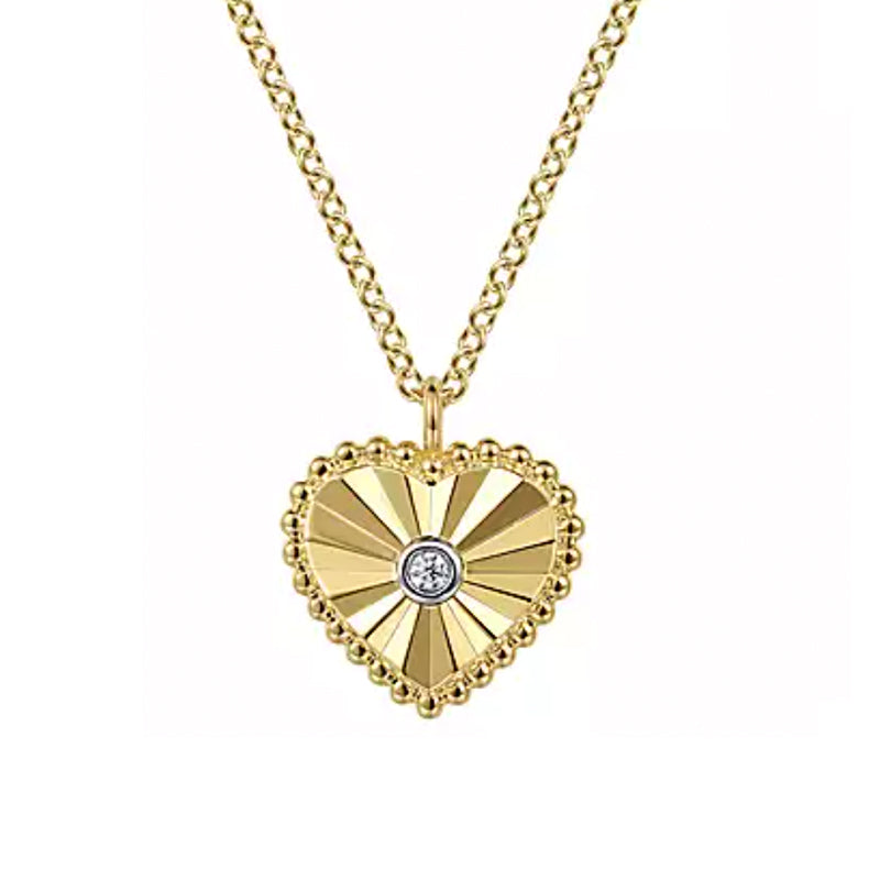Gabriel & Co. 14k Yellow & White Gold Diamond Heart Necklace- NK7063Y45JJ