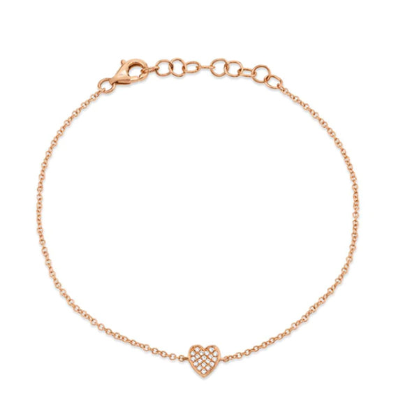 14k Rose Gold 0.04ctw Diamond Pave Heart Bracelet- SC55002978