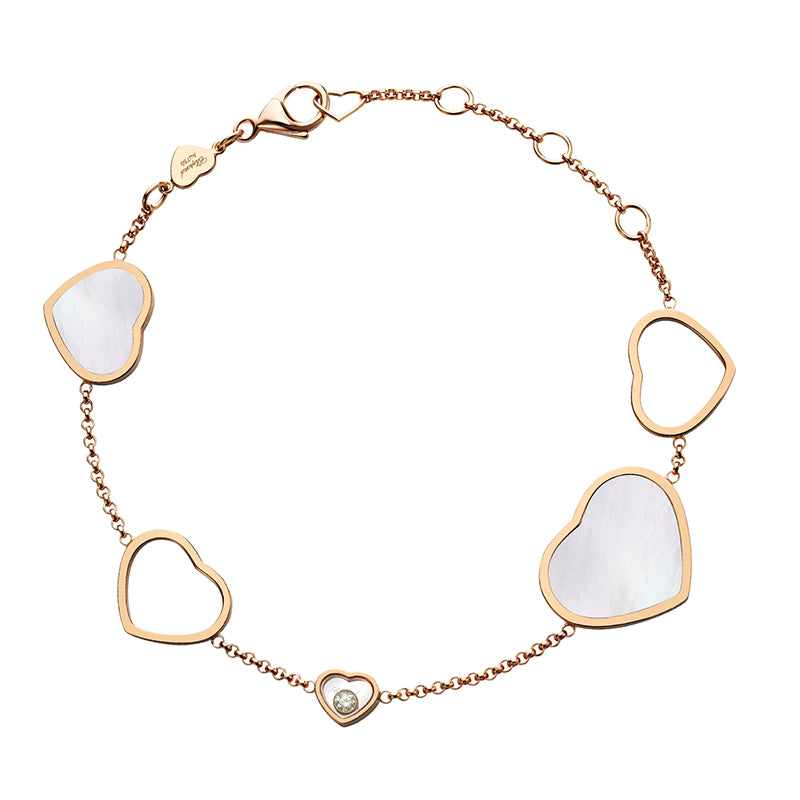 Chopard 18k Rose Gold Happy Hearts Mother-of-Pearl Bracelet- 857482-5031