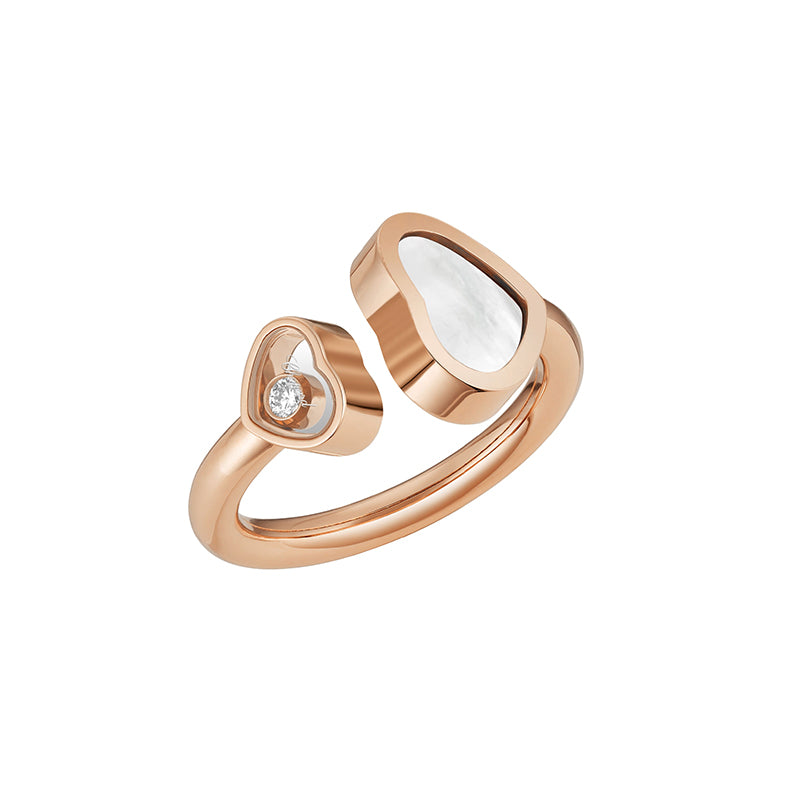Chopard 18k Rose Gold Happy Hearts Mother-of-Pearl Ring- 829482-5300