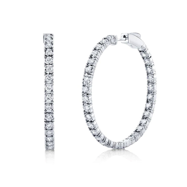 14K White Gold 1.90ctw Diamond Hoop Earrings- SC55006170
