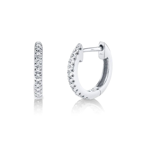 14k White Gold 0.07ctw Diamond Huggie Earrings- SC22003982