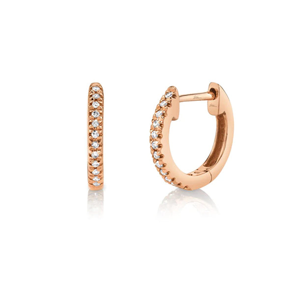 14k Rose Gold 0.07ctw Diamond Huggie Earrings- SC22004024