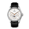 IWC's perpetual calendar, developed by Kurt Klaus in the 1980s, automatically recognizes the different lengths of the months and the leap years and can easily be adjusted via a single crown. Now, for the first time, the complication is integrated into a movement from the 82000-calibre family. The Portugieser Perpetual Calendar 42 displays the date, month and weekday on three subdials at 3 oclock, 6 oclock and 9 oclock. It also features indications for the moon phase and the leap year. With the h