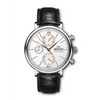 The Portofino Chronograph takes its design cues from the 1960s, with elegantly sporty push-buttons and chronograph displays. The 42mm stainless-steel chronograph watch has a convex sapphire glass and appliqu Roman numerals on its silver-plated dial. It is powered by the tried and tested self-winding 75320 calibre with its 44-hour power reserve and comes with a black alligator leather strap.