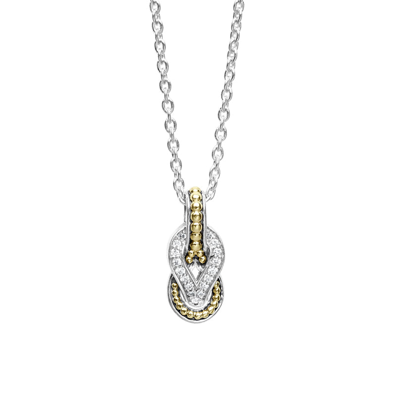 Lagos Newport Small Two Tone Knot Diamond Pendant Necklace- 04-81163-DDML