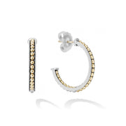 Hoop earrings with 18K gold and sterling silver Caviar beading. Finished with 14k gold post backing.- Sterling Silver & 18K Gold- 14K Gold Post- Diameter 35mm- Width 3mm- STYLE #: 01-81154-35