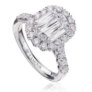 Christopher Designs engagement ring with L'Amour Crisscut 2.11CT GVVS2 diamond center surrounded by round diamonds GSI11.03cttw. diamonds in 18k white gold.