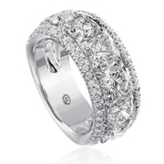 Christopher Designs band with 3.66cttw. Crisscut round diamonds surrounded by 0.37cttw round cut diamonds set in 18K white gold.