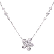 Christopher Designs flower pendant with L'Amour Crisscut pear shape diamonds 1.54cttw. and round diamonds 0.96cttw. diamonds in 18k white gold .