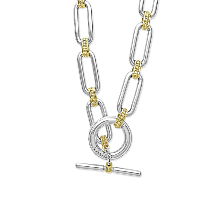 Lagos Signature Caviar Two Tone Link Necklace - 04-81181-18