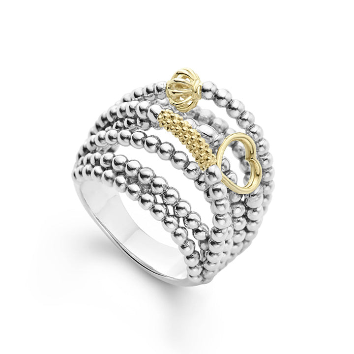 Lagos Caviar Icon Two Tone Caviar Statement Ring - 03-80441-6