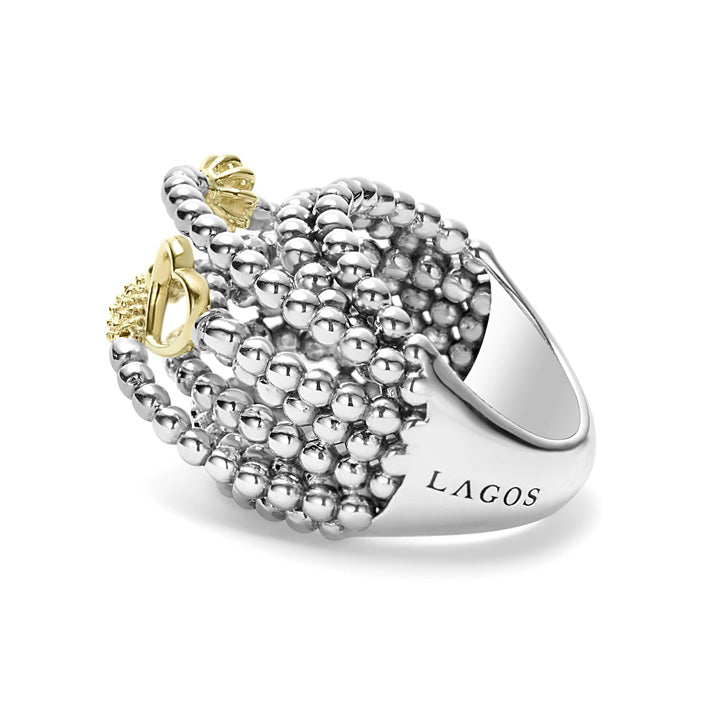 Lagos Caviar Icon Two Tone Caviar Statement Ring - 03-80441-6