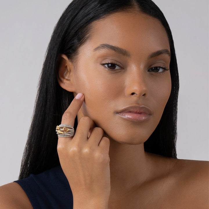 Lagos Caviar Icon Two Tone Caviar Statement Ring - 03-80441-6