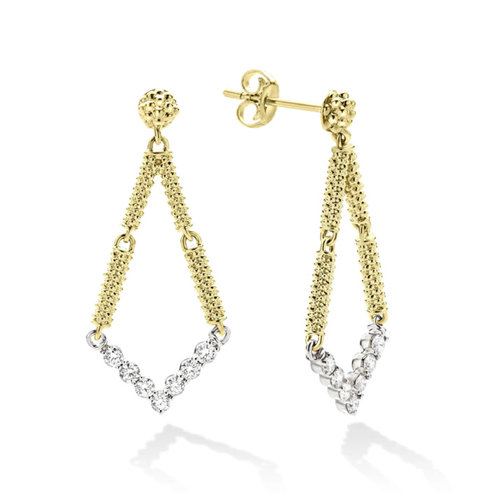 Lagos Signature Caviar Petite Superfine Diamond Drop Earrings - 01-11132-DD