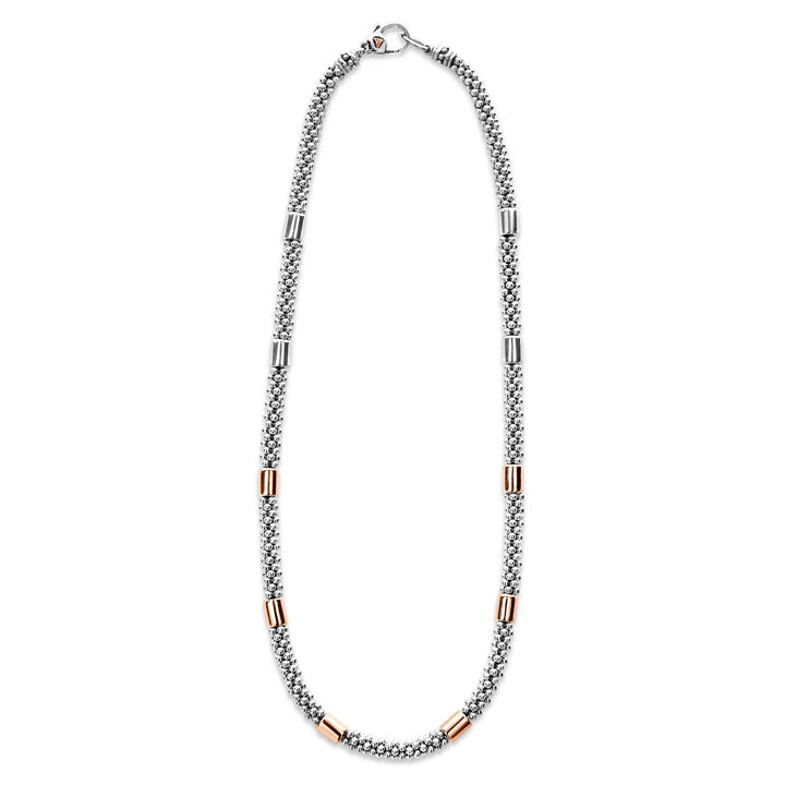 Lagos High Bar 5mm Rose Gold Station Caviar Necklace - 04-81162-16