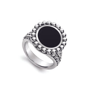 Gemstone ring with sterling silver Caviar beading. Gemstones are natural with unique hues.