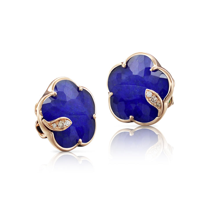 Pasquale Bruni 18K Rose Gold Petit Joli Rock Crystal and Lapis Lazuli Stud Earrings - 16324R