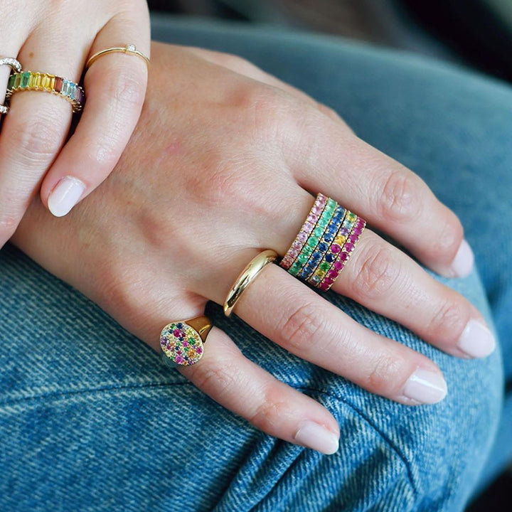 Eriness 14K Yellow Gold Large Multi Colored Eternity Band