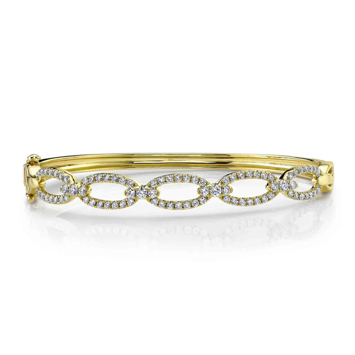 14K Yellow Gold 1.19ctw Diamond Link Bangle Bracelet - SC55012132ZS