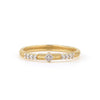 From the Lisse Collection, the Lisse Triple Diamond Pave Band with Simple Diamond Accents features pave round diamonds and simple diamond accent set in 18K gold with the signature brushed JFJ finish and beaded edge.Gemstone: White DiamondMetal: 18K Yellow Gold or 18K Rose GoldWeight: 0.05ctw
