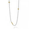 Sterling silver Caviar beaded necklace with Caviar beading and fluting in 18K gold. Finished with a signature lobster clasp that adjusts from 16 to 18 inches.- Sterling Silver & 18K Gold- Signature Lobster Clasp- 16 to 18 Inch 2.5mm Ball Chain- STYLE #: 04-80865-ML