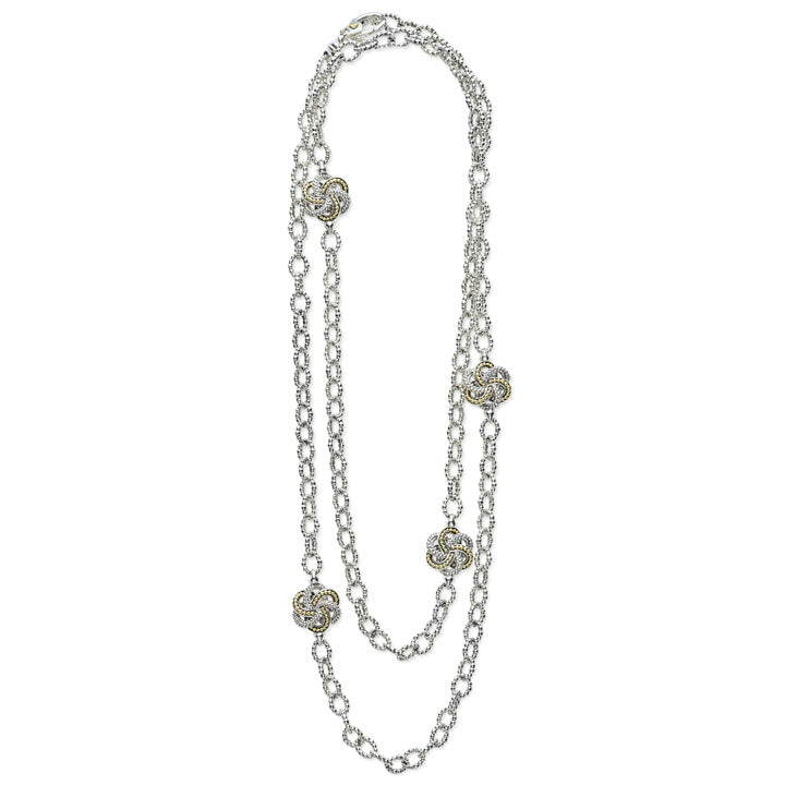 Lagos Love Knot Four Station Two Tone Necklace - 04-81033-32