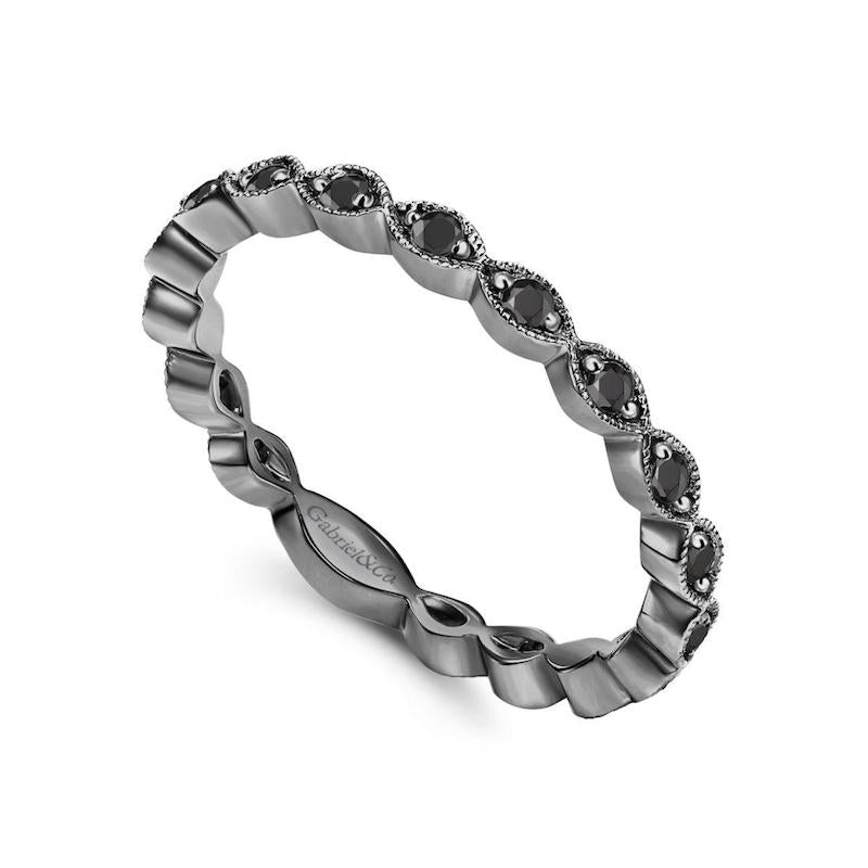 Gabriel & Co 14k Black Plated Gold Stackable Diamond Ring- LR4794B4JBD